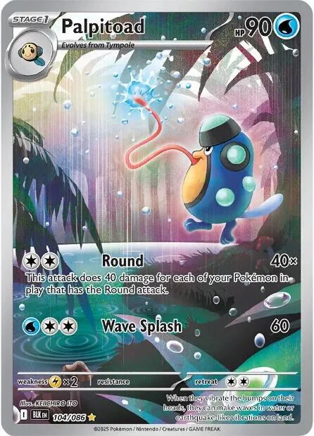 Palpitoad #104/086 Holofoil Pokémon card from Black Bolt