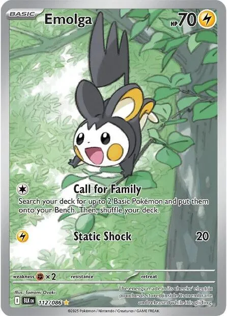 Emolga #112/086 Holofoil Pokémon card from Black Bolt