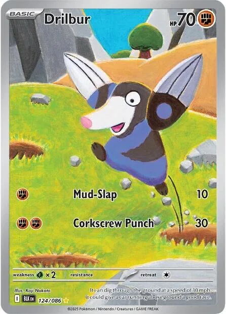 Drilbur #124/086 Holofoil Pokémon card from Black Bolt
