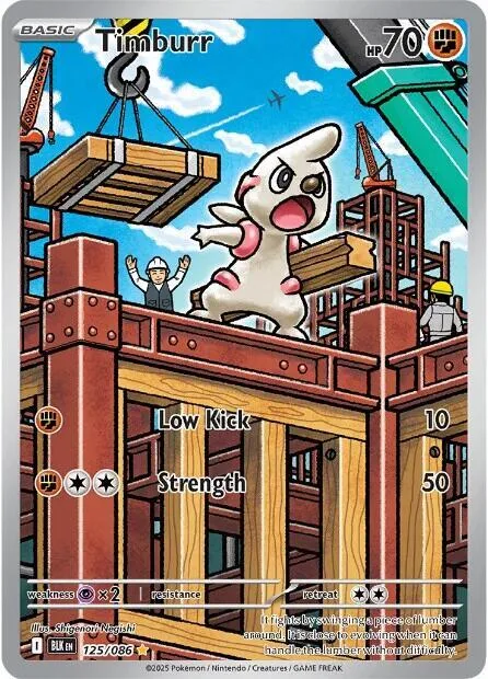Timburr #125/086 Holofoil Pokémon card from Black Bolt