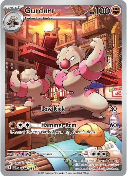 Gurdurr #126/086 Holofoil Pokémon card from Black Bolt