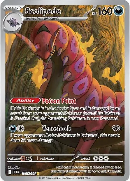 Scolipede #134/086 Holofoil Pokémon card from Black Bolt
