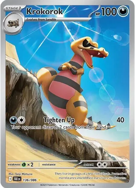 Krokorok #136/086 Holofoil Pokémon card from Black Bolt