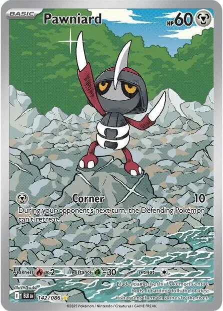 Pawniard #142/086 Holofoil Pokémon card from Black Bolt