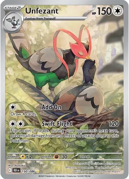 Unfezant #150/086 Holofoil Pokémon card from Black Bolt