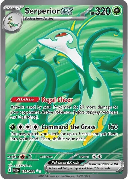 Serperior ex #156/086 Holofoil Pokémon card from Black Bolt