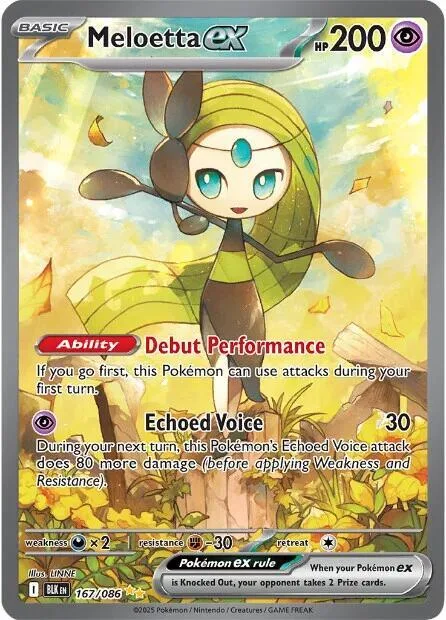 Meloetta ex #167/086 Holofoil Pokémon card from Black Bolt