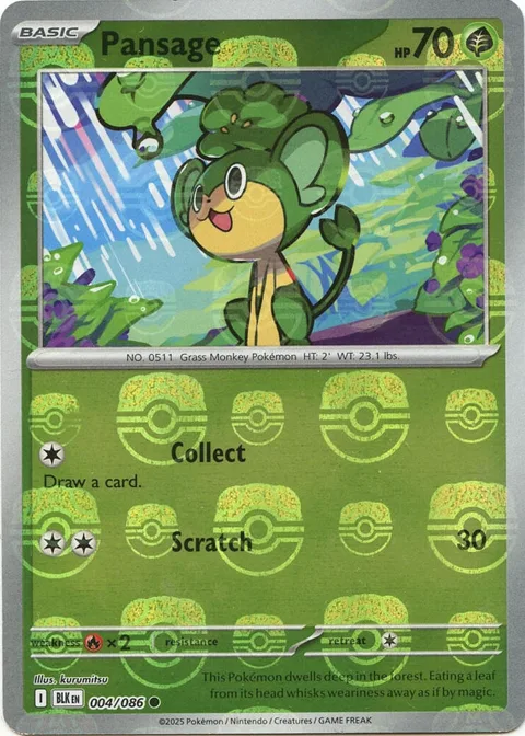 Pansage Master Ball Pattern #004/086 Holofoil Pokémon card from Black Bolt