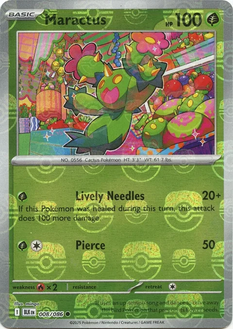 Maractus Master Ball Pattern #008/086 Holofoil Pokémon card from Black Bolt