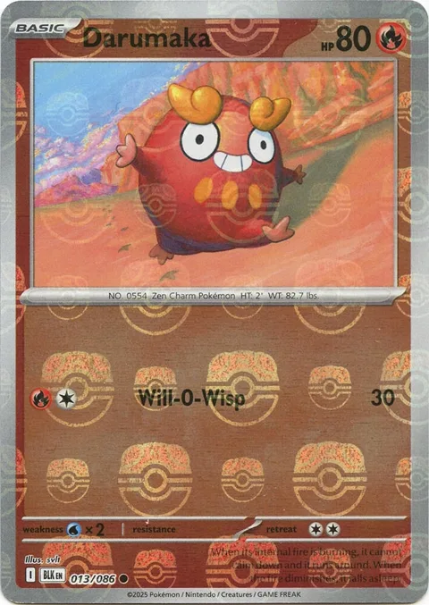 Darumaka Master Ball Pattern #013/086 Holofoil Pokémon card from Black Bolt