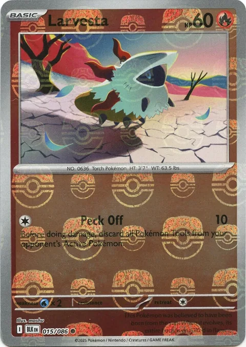 Larvesta Master Ball Pattern #015/086 Holofoil Pokémon card from Black Bolt