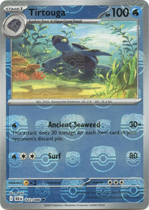 Tirtouga Master Ball Pattern #022/086 Holofoil Pokémon card from Black Bolt
