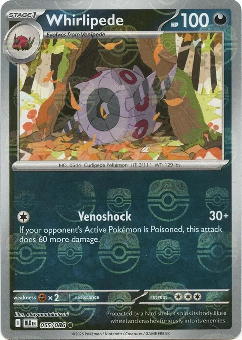Whirlipede Master Ball Pattern #055/086 Holofoil Pokémon card from Black Bolt