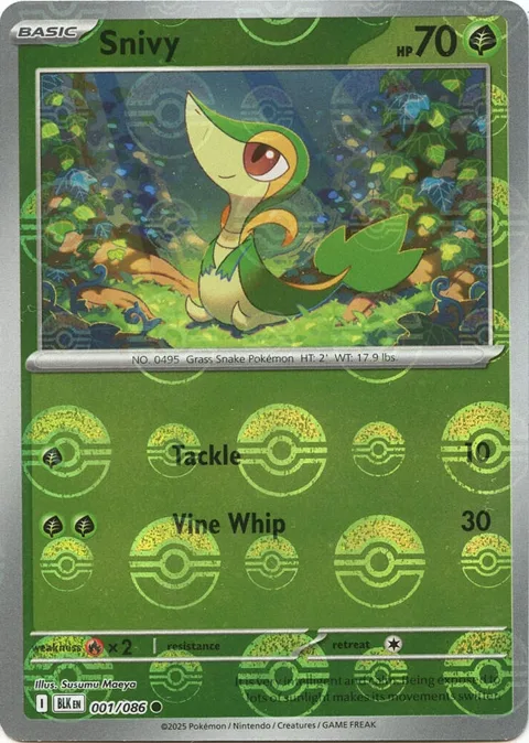 Snivy Poke Ball Pattern #001/086 Holofoil Pokémon card from Black Bolt