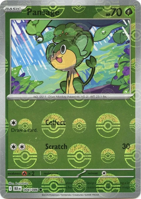 Pansage Poke Ball Pattern #004/086 Holofoil Pokémon card from Black Bolt