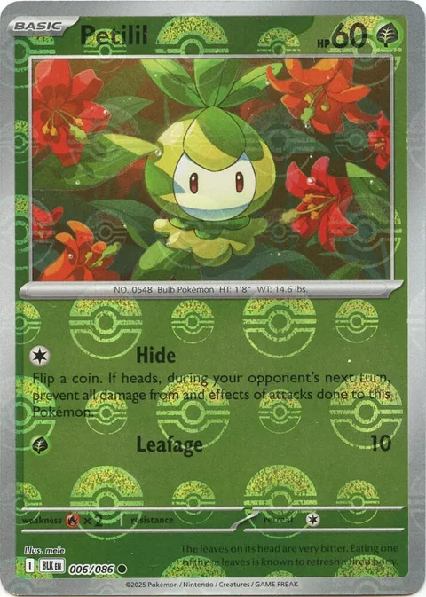 Petilil Poke Ball Pattern #006/086 Holofoil Pokémon card from Black Bolt