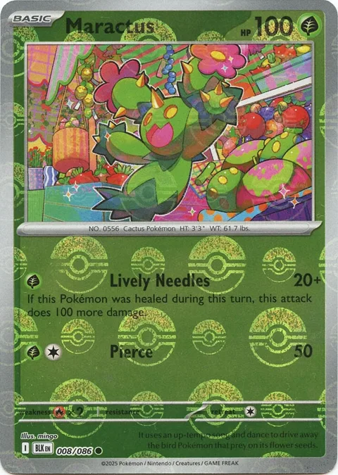 Maractus Poke Ball Pattern #008/086 Holofoil Pokémon card from Black Bolt