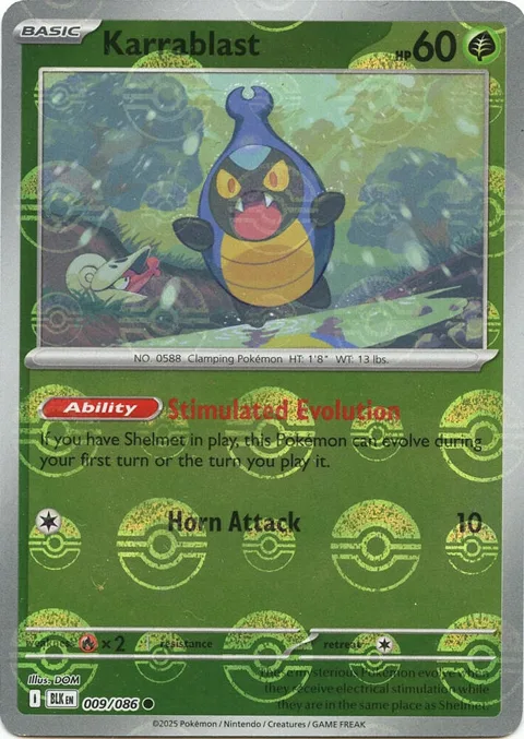 Karrablast Poke Ball Pattern #009/086 Holofoil Pokémon card from Black Bolt