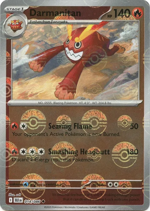 Darmanitan Poke Ball Pattern #014/086 Holofoil Pokémon card from Black Bolt