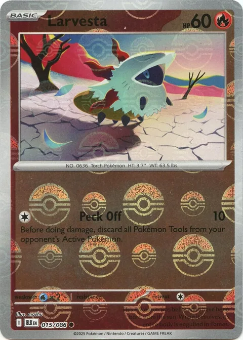 Larvesta Poke Ball Pattern #015/086 Holofoil Pokémon card from Black Bolt