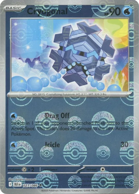 Cryogonal Poke Ball Pattern #027/086 Holofoil Pokémon card from Black Bolt