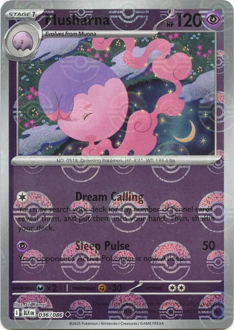 Musharna Poke Ball Pattern #036/086 Holofoil Pokémon card from Black Bolt