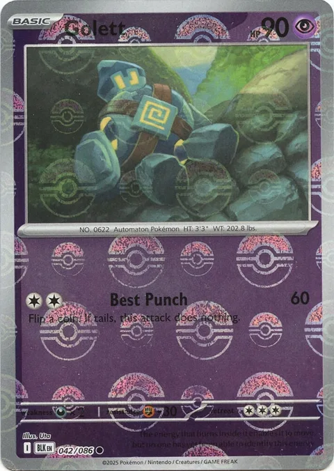 Golett Poke Ball Pattern #042/086 Holofoil Pokémon card from Black Bolt