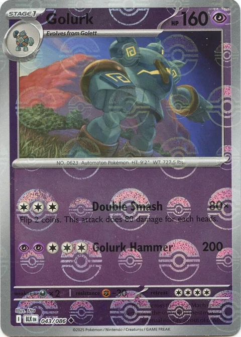 Golurk Poke Ball Pattern #043/086 Holofoil Pokémon card from Black Bolt