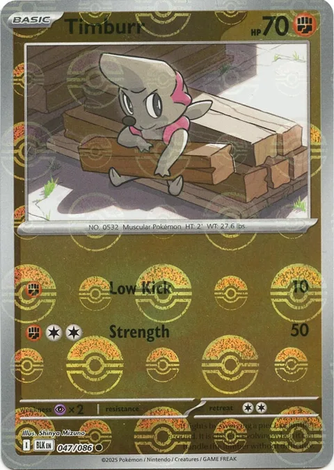 Timburr Poke Ball Pattern #047/086 Holofoil Pokémon card from Black Bolt