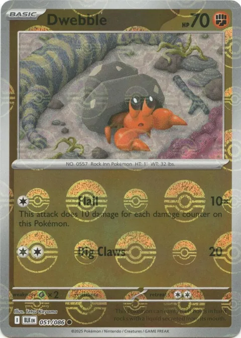 Dwebble Poke Ball Pattern #051/086 Holofoil Pokémon card from Black Bolt