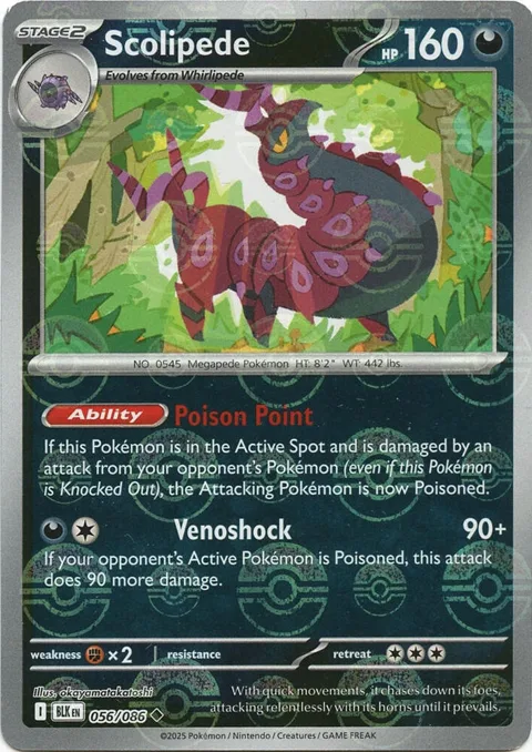 Scolipede Poke Ball Pattern #056/086 Holofoil Pokémon card from Black Bolt