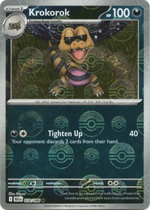 Krokorok Poke Ball Pattern #058/086 Holofoil Pokémon card from Black Bolt