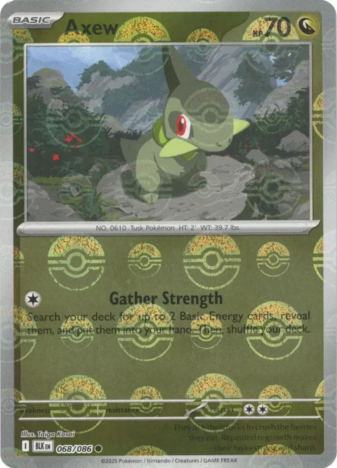 Axew Poke Ball Pattern #068/086 Holofoil Pokémon card from Black Bolt