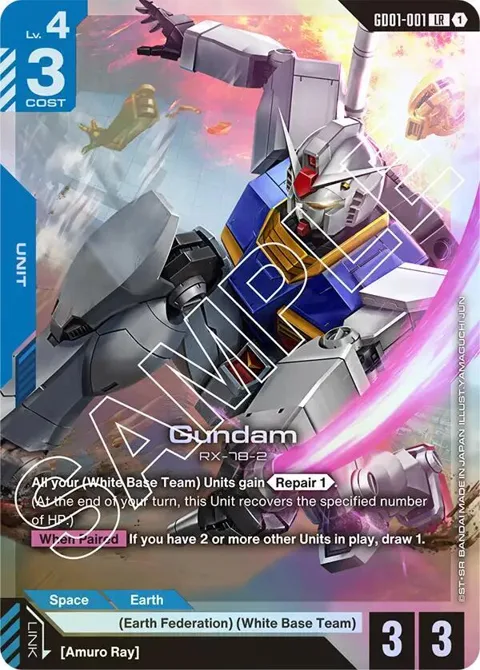 Gundam GD01-001 Gundam card from Newtype Rising
