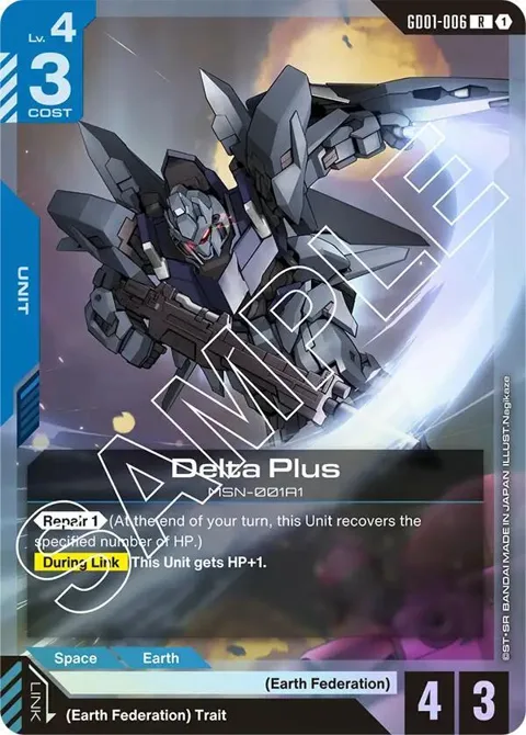 Delta Plus GD01-006 Gundam card from Newtype Rising