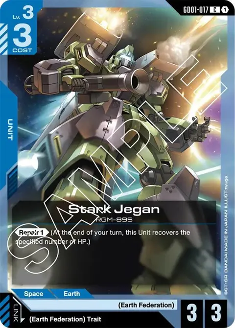 Stark Jegan GD01-017 Gundam card from Newtype Rising