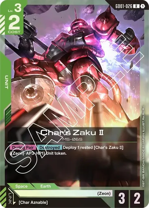 Char's Zaku II GD01-026 GD01 Gundam card from Newtype Rising