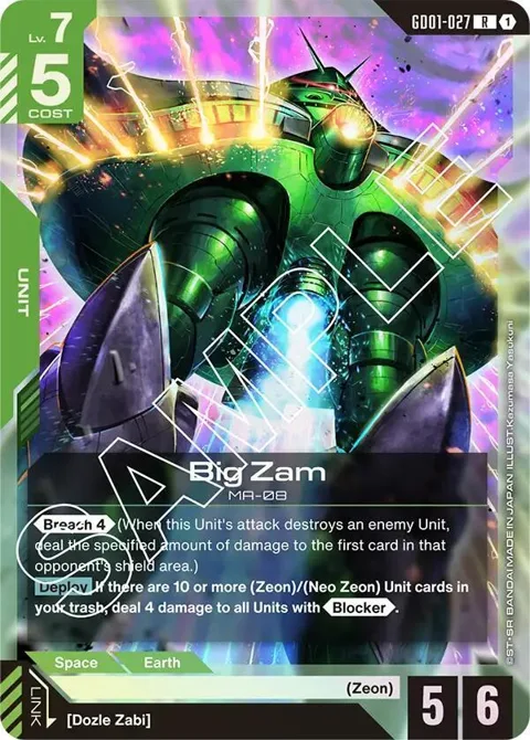 Big Zam GD01-027 Gundam card from Newtype Rising