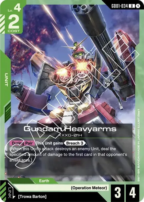 Gundam Heavyarms GD01-034 GD01 Gundam card from Newtype Rising