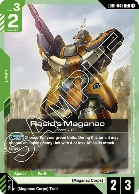 Rasid's Maganac GD01-043 Gundam card from Newtype Rising