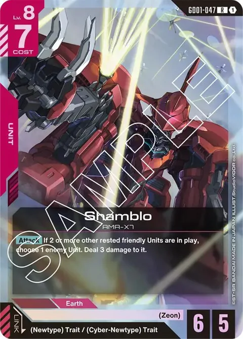 Shamblo GD01-047 Gundam card from Newtype Rising