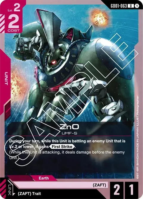 ZnO GD01-063 Gundam card from Newtype Rising