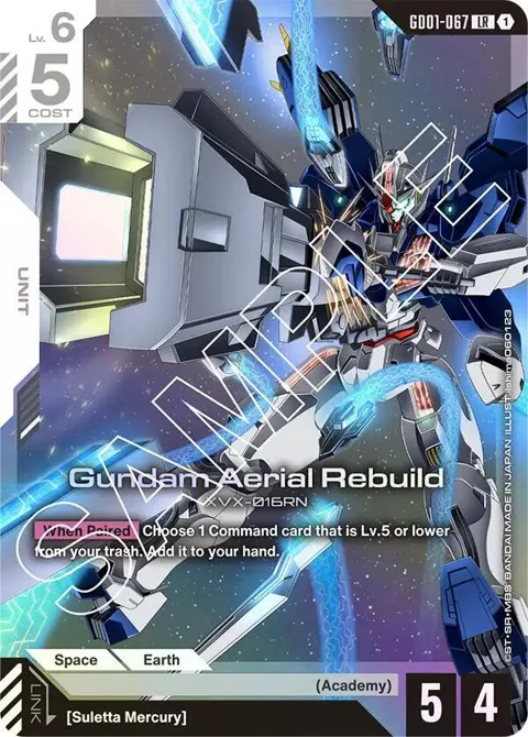 Gundam Aerial Rebuild GD01-067 Gundam card from Newtype Rising