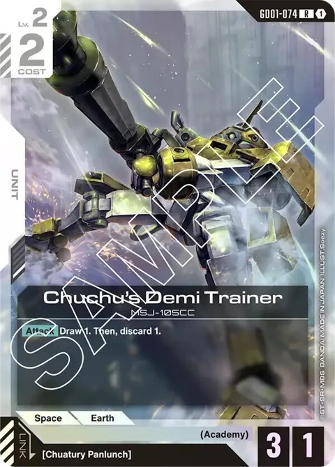Chuchu's Demi Trainer GD01-074 Gundam card from Newtype Rising