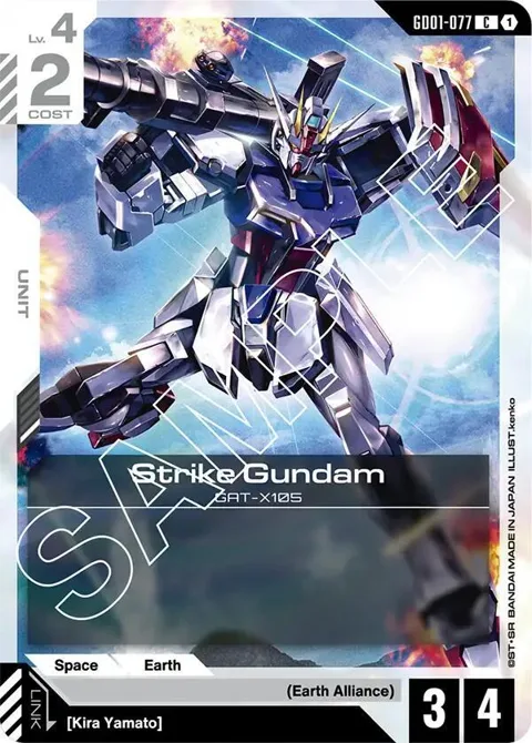 Strike Gundam GD01-077 GD01 Gundam card from Newtype Rising