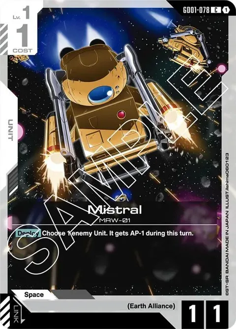 Mistral GD01-078 Gundam card from Newtype Rising