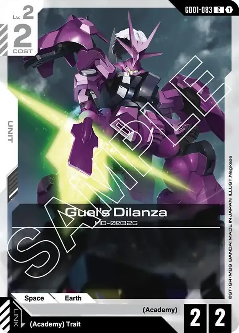 Guel's Dilanza GD01-083 Gundam card from Newtype Rising