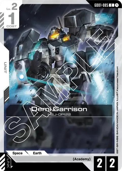 Demi Garrison GD01-085 Gundam card from Newtype Rising