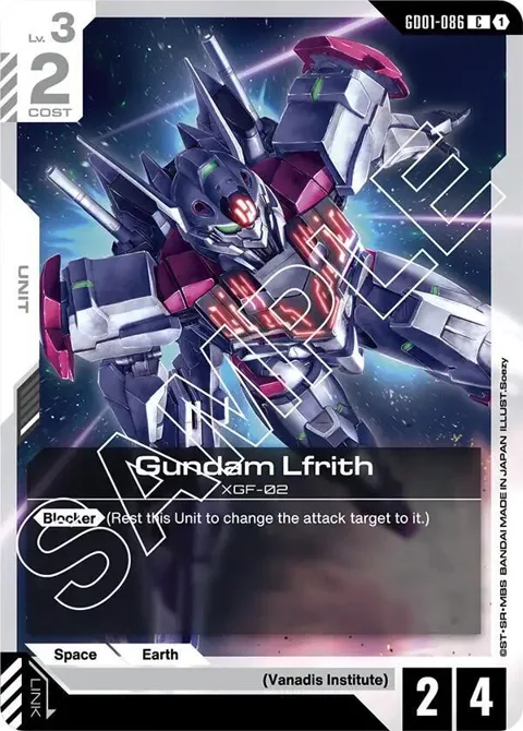 Gundam Lfrith GD01-086 GD01 Gundam card from Newtype Rising