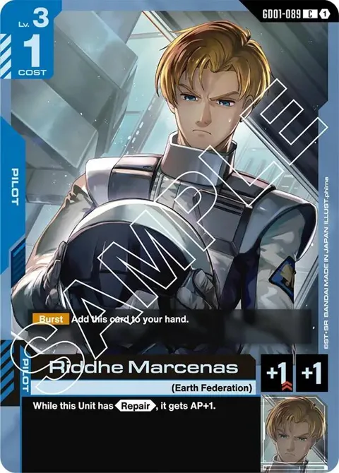 Riddhe Marcenas GD01-089 GD01 Gundam card from Newtype Rising